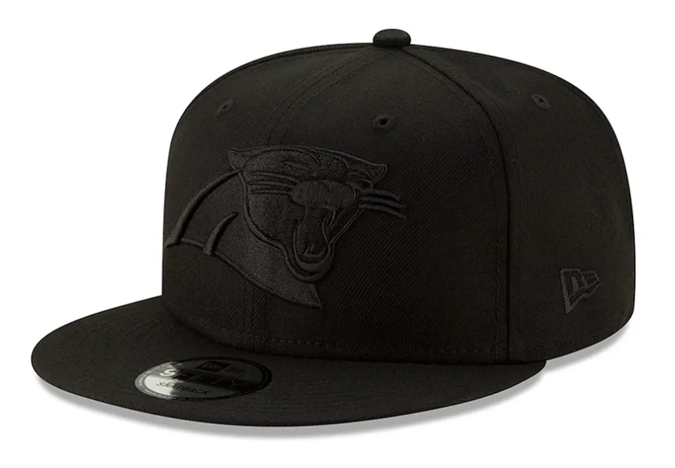 Carolina Panthers New Era Snapback Cap Hat Black on Black