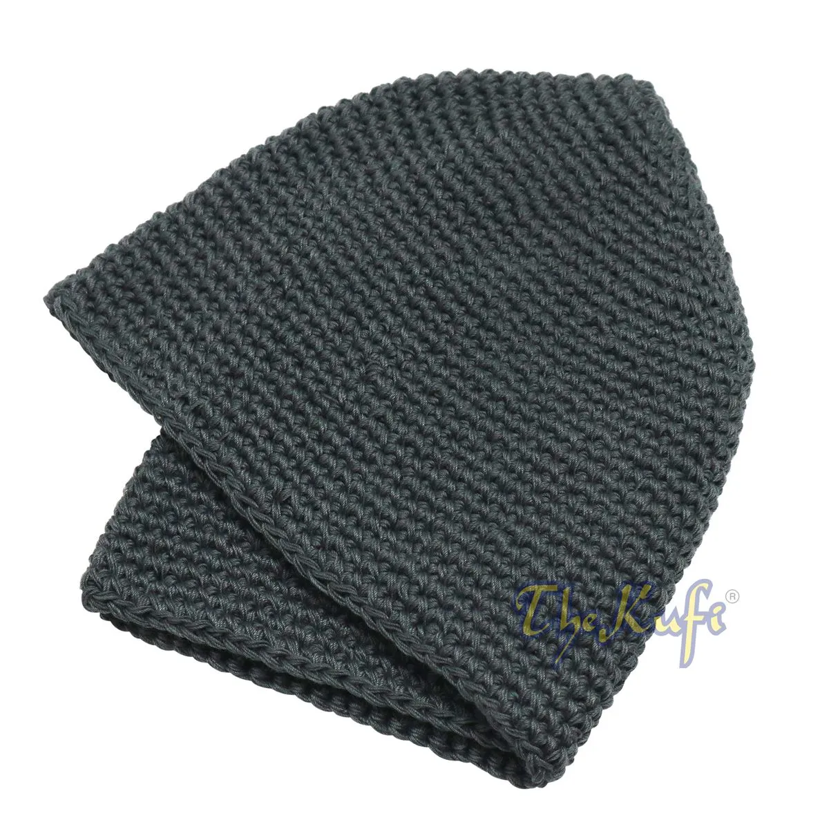Cotton Kufi Skull Cap - Dark Grey Hand-Crocheted 100% Cotton Head Cover By Thekufi®