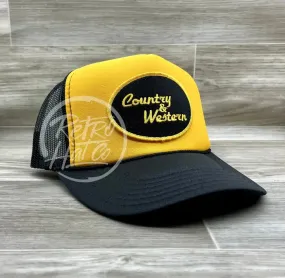 Country & Western Patch on Black/Yellow Meshback Trucker Hat