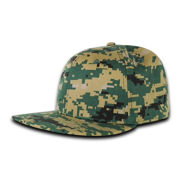 Decky RP1 - Fitted Flat Bill Hat, Retro Fitted Cap (Sizes: 6 7/8 - 7 1/4)