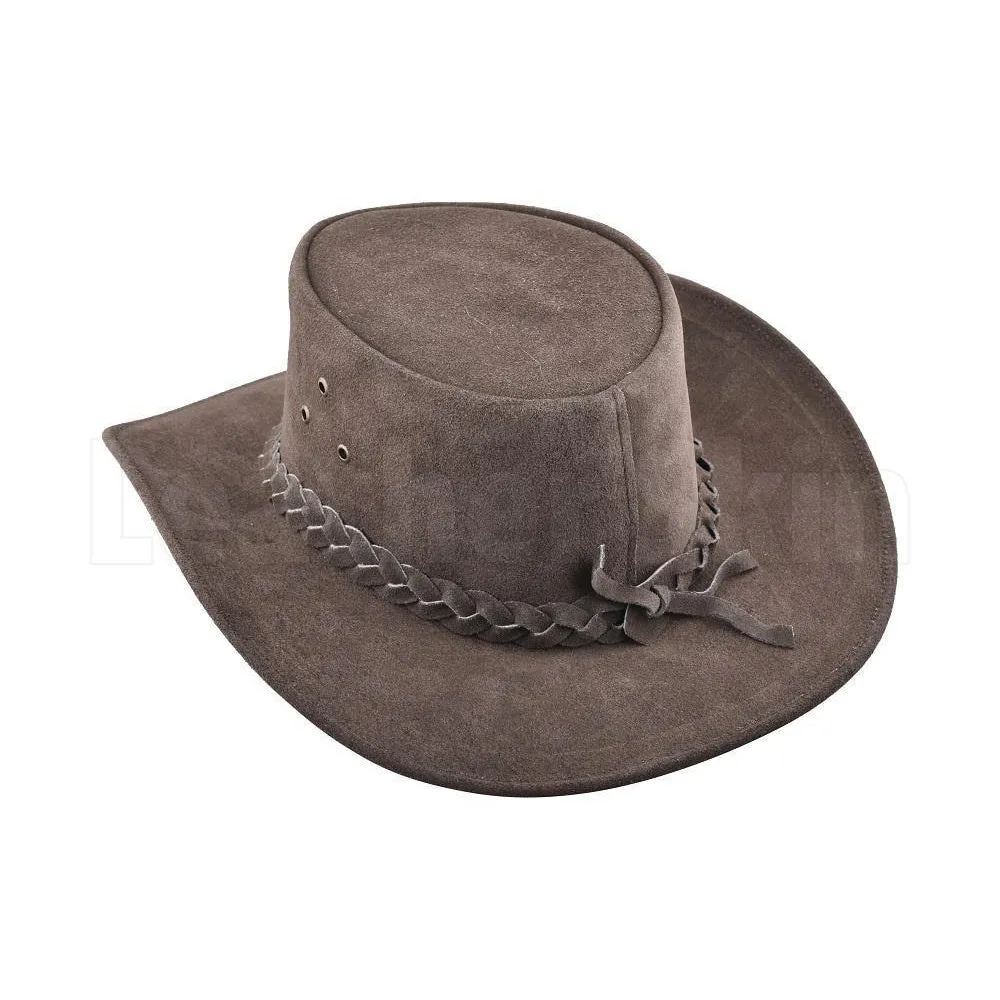 Elegant Suede Leather Cowboy Safari Hat