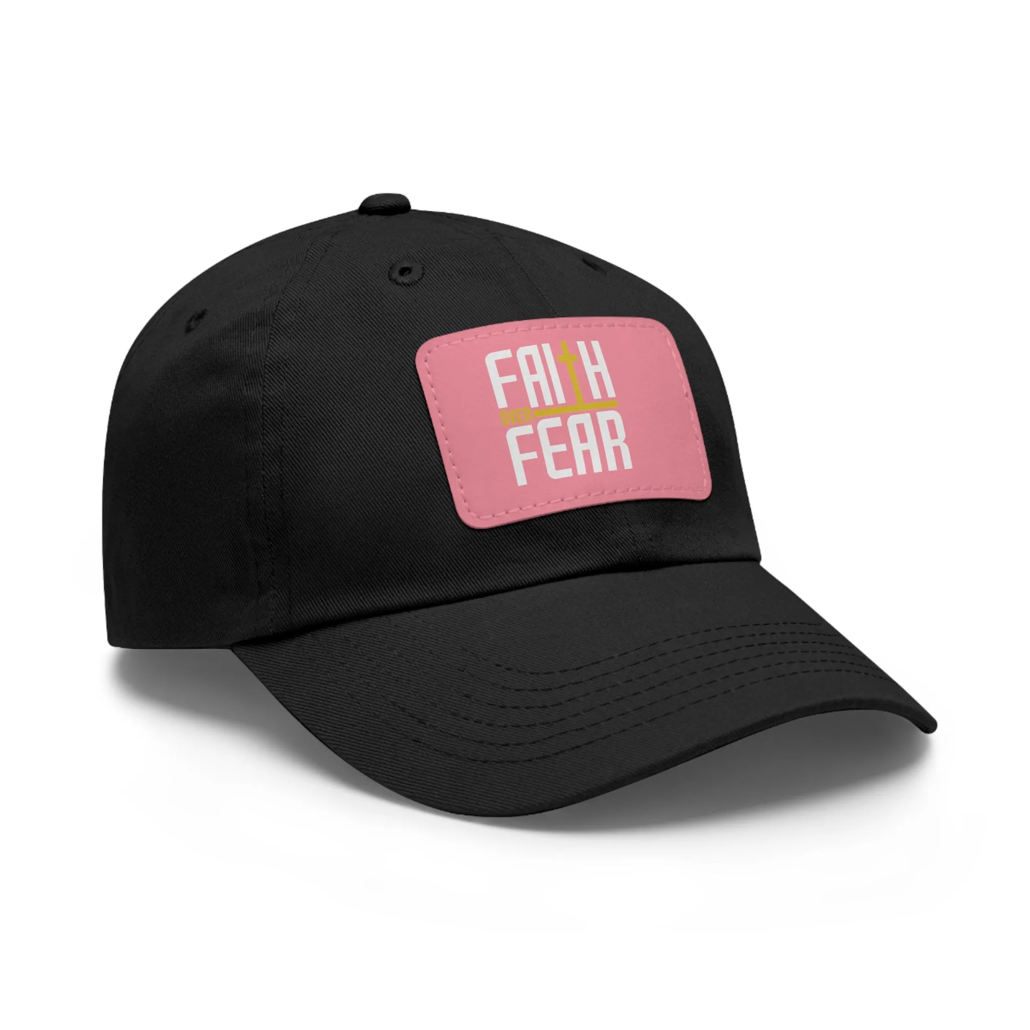 Faith over Fear Dad Hat with Leather Patch (Rectangle)