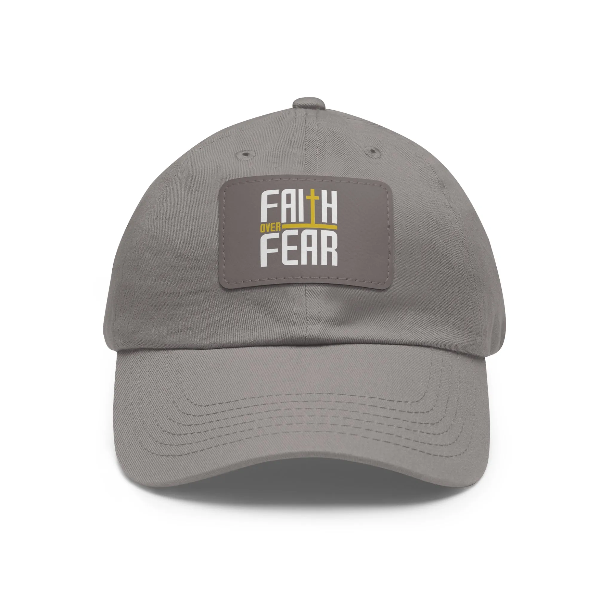 Faith over Fear Dad Hat with Leather Patch (Rectangle)