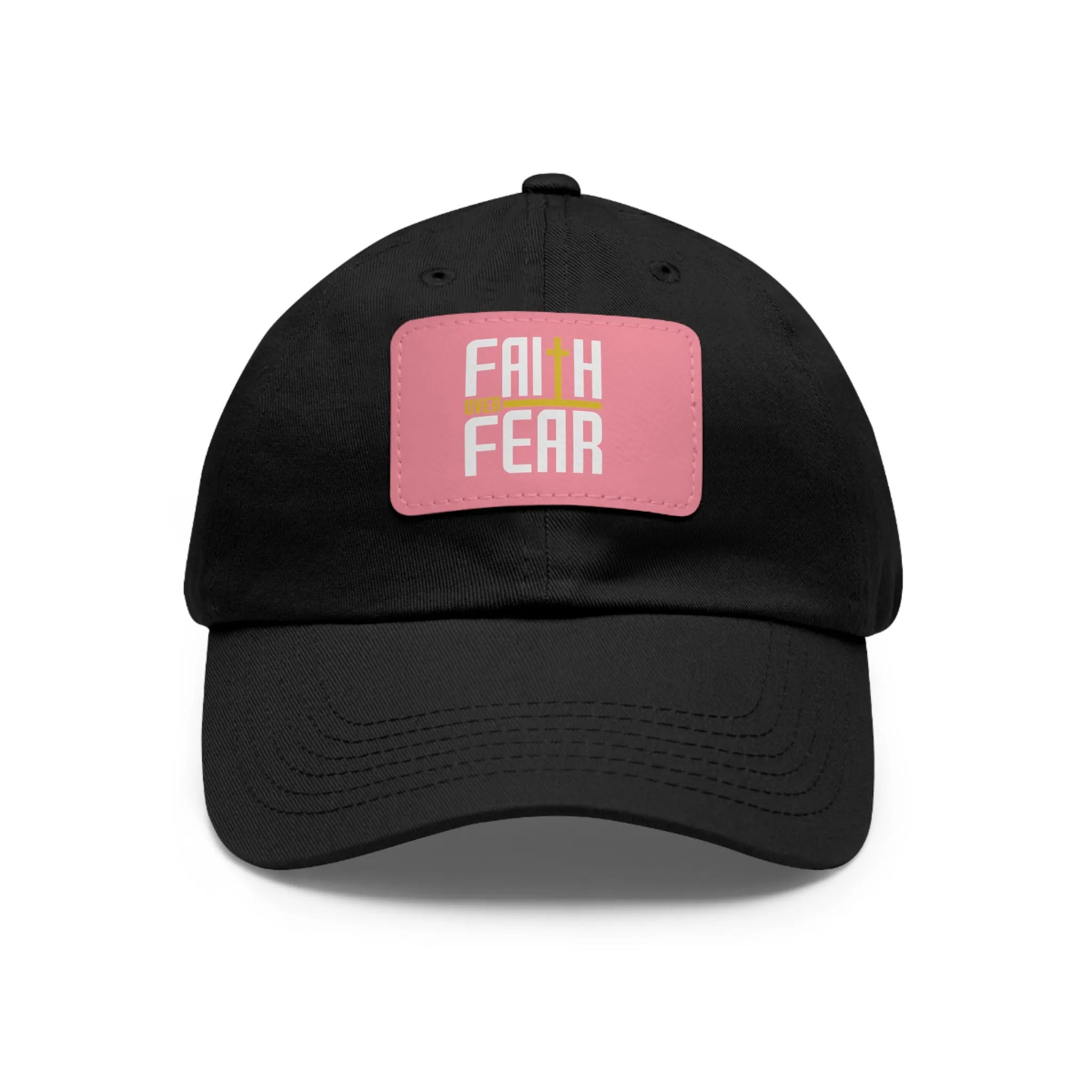 Faith over Fear Dad Hat with Leather Patch (Rectangle)