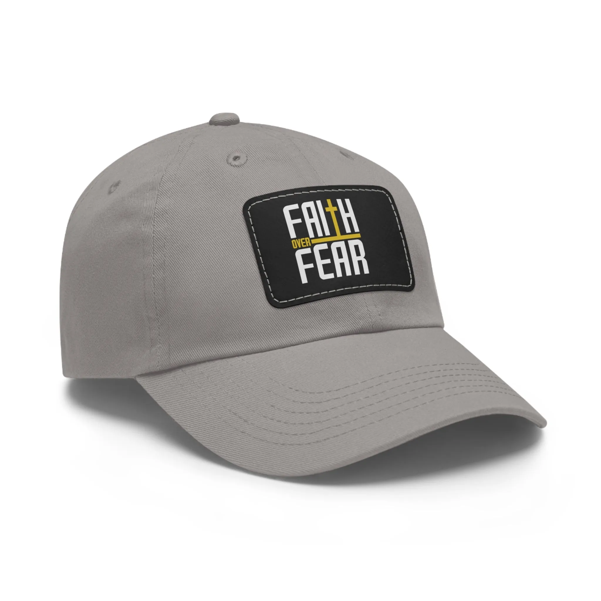 Faith over Fear Dad Hat with Leather Patch (Rectangle)