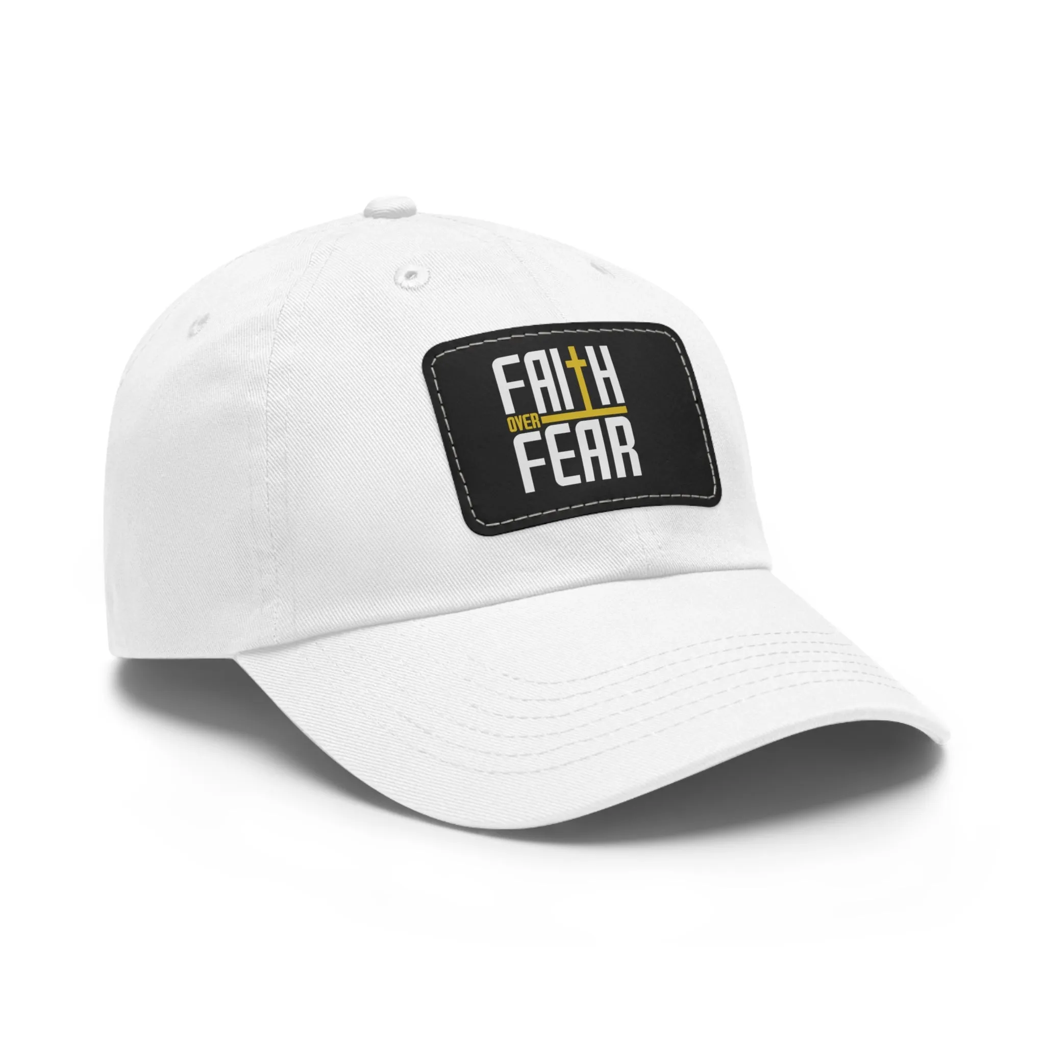 Faith over Fear Dad Hat with Leather Patch (Rectangle)