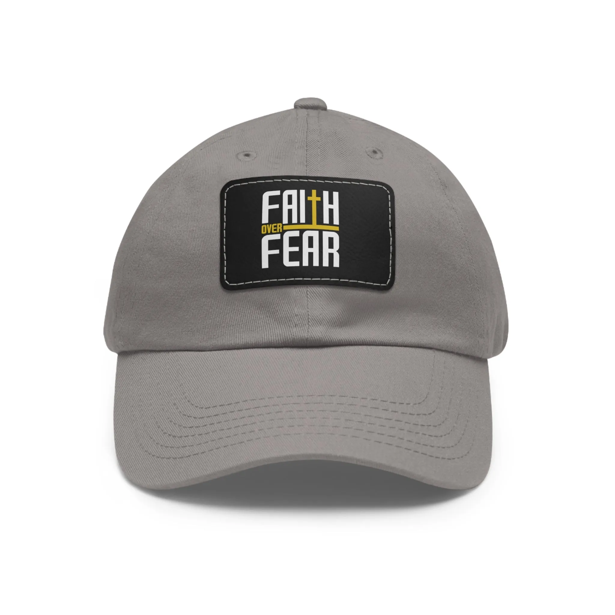 Faith over Fear Dad Hat with Leather Patch (Rectangle)