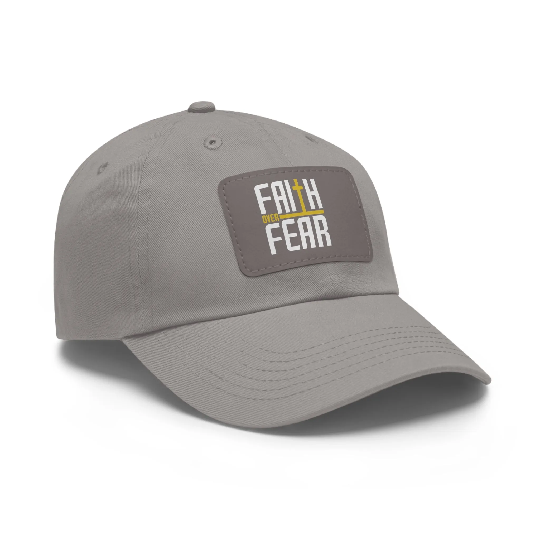 Faith over Fear Dad Hat with Leather Patch (Rectangle)