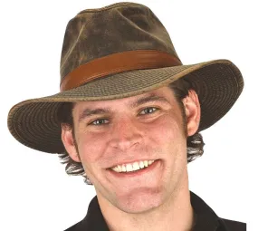 Faux Leather Brown Safari Hat