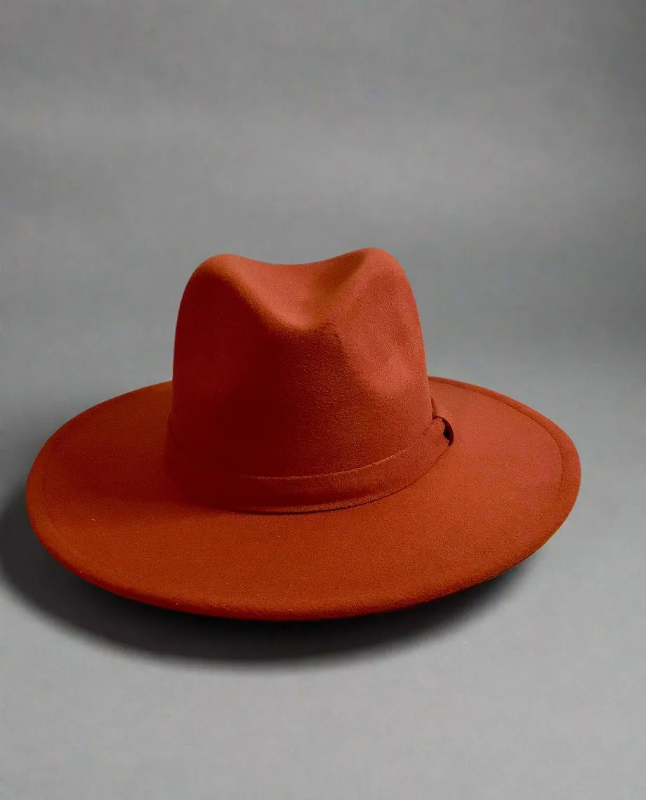 Fedora hat orange / wide brim hat / man hat / women hat / fall hat / winter hat