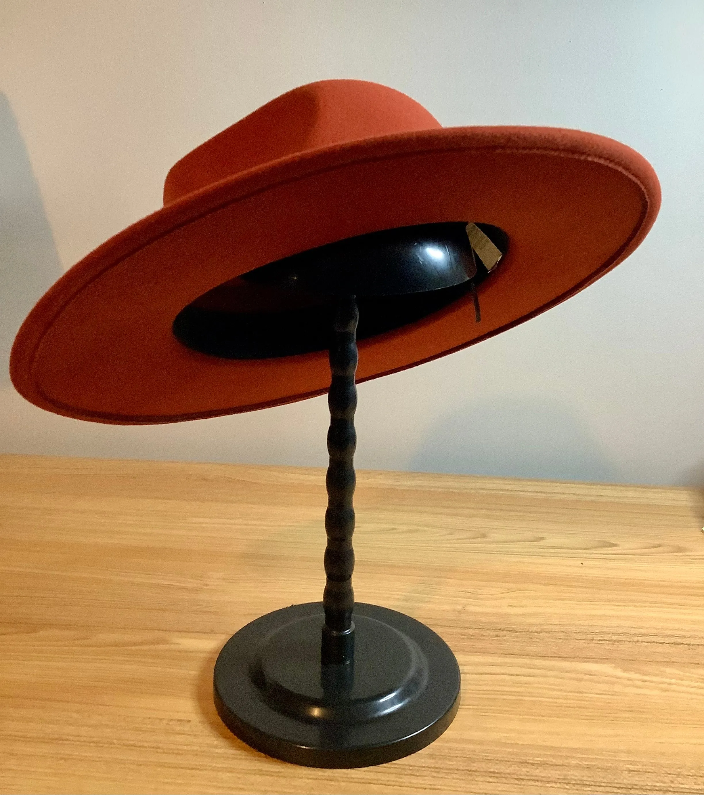 Fedora hat orange / wide brim hat / man hat / women hat / fall hat / winter hat
