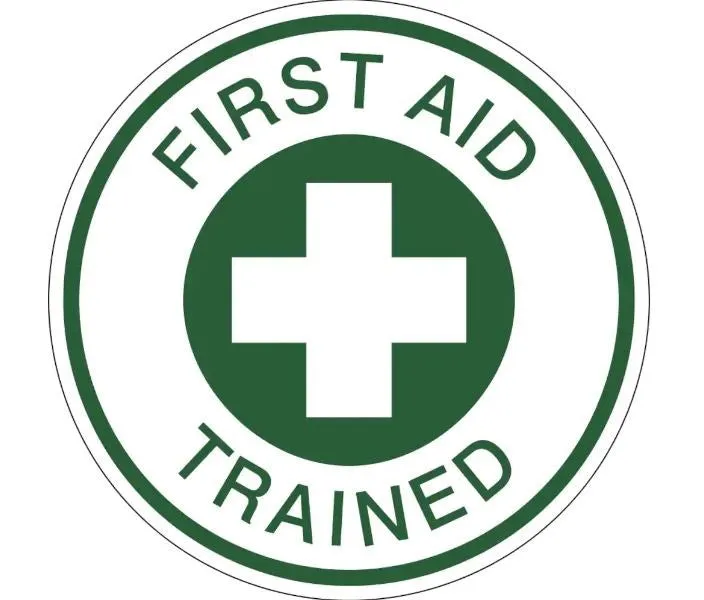 FIRST AID TRAINED HARD HAT LABEL