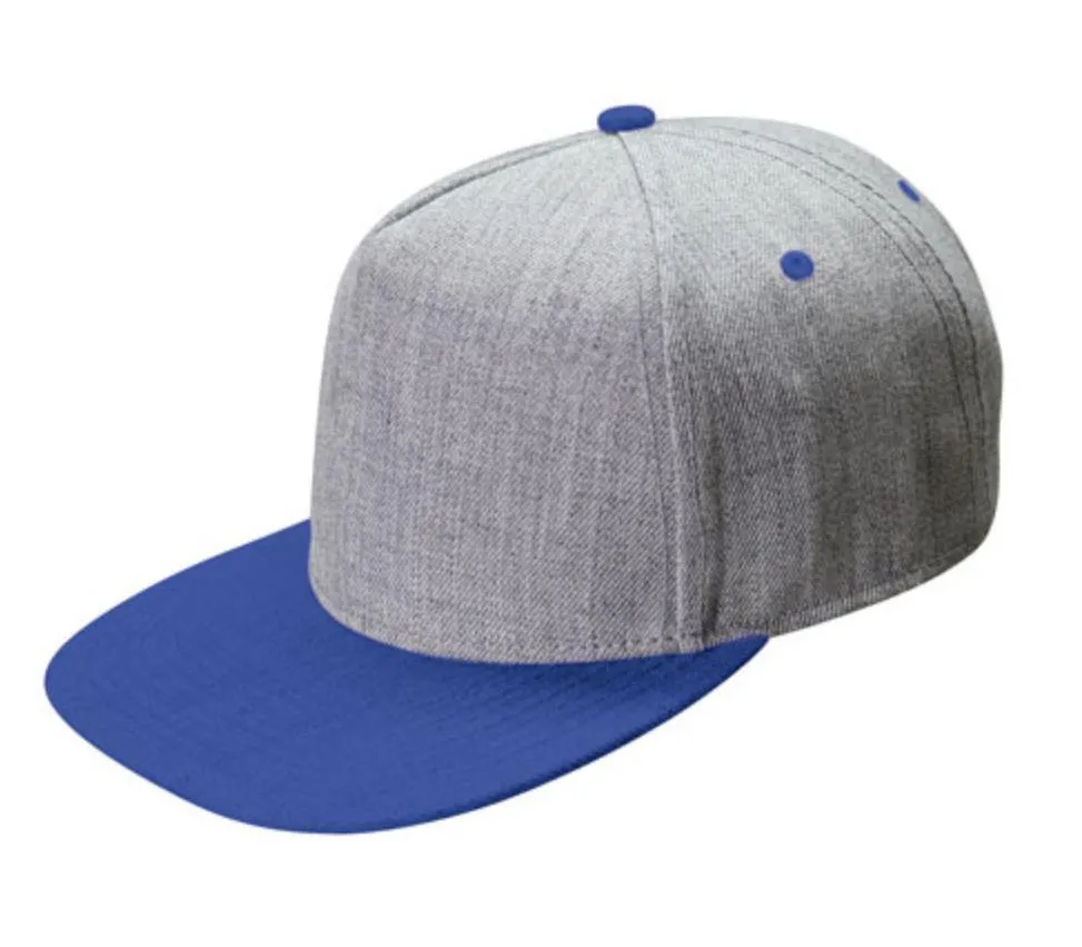 Flat Bill Two Tone 5 Panel Constructed Low Crown Baseball Snapback Hats Caps