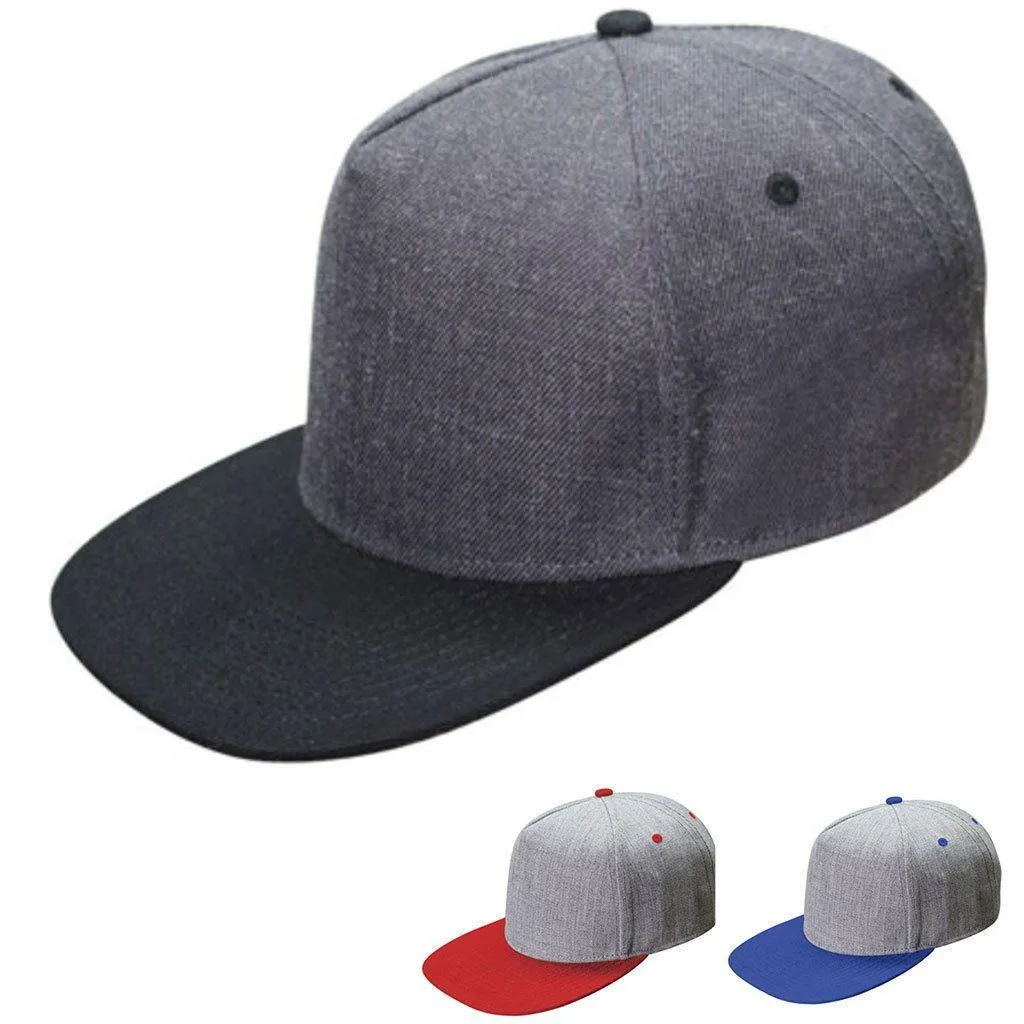 Flat Bill Two Tone 5 Panel Constructed Low Crown Baseball Snapback Hats Caps