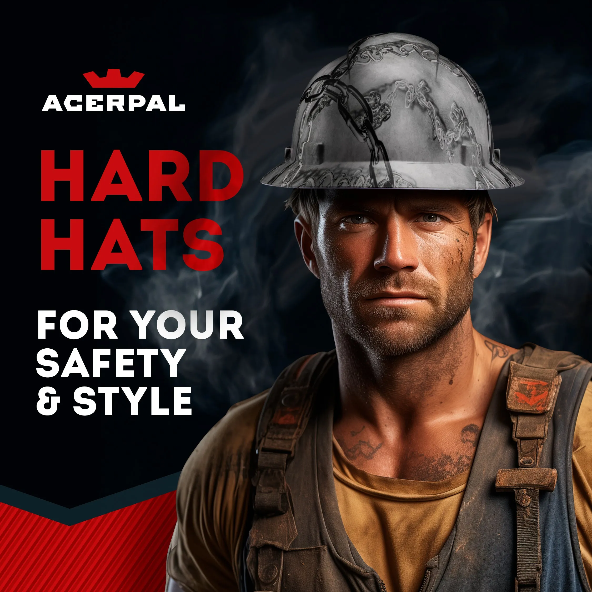 Full Brim Chain Matte Finish Non-Vented Hard Hat