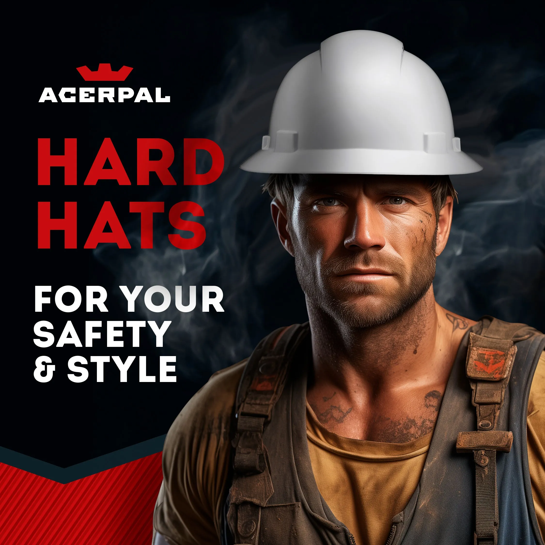 Full Brim White Non-Vented Hard Hat