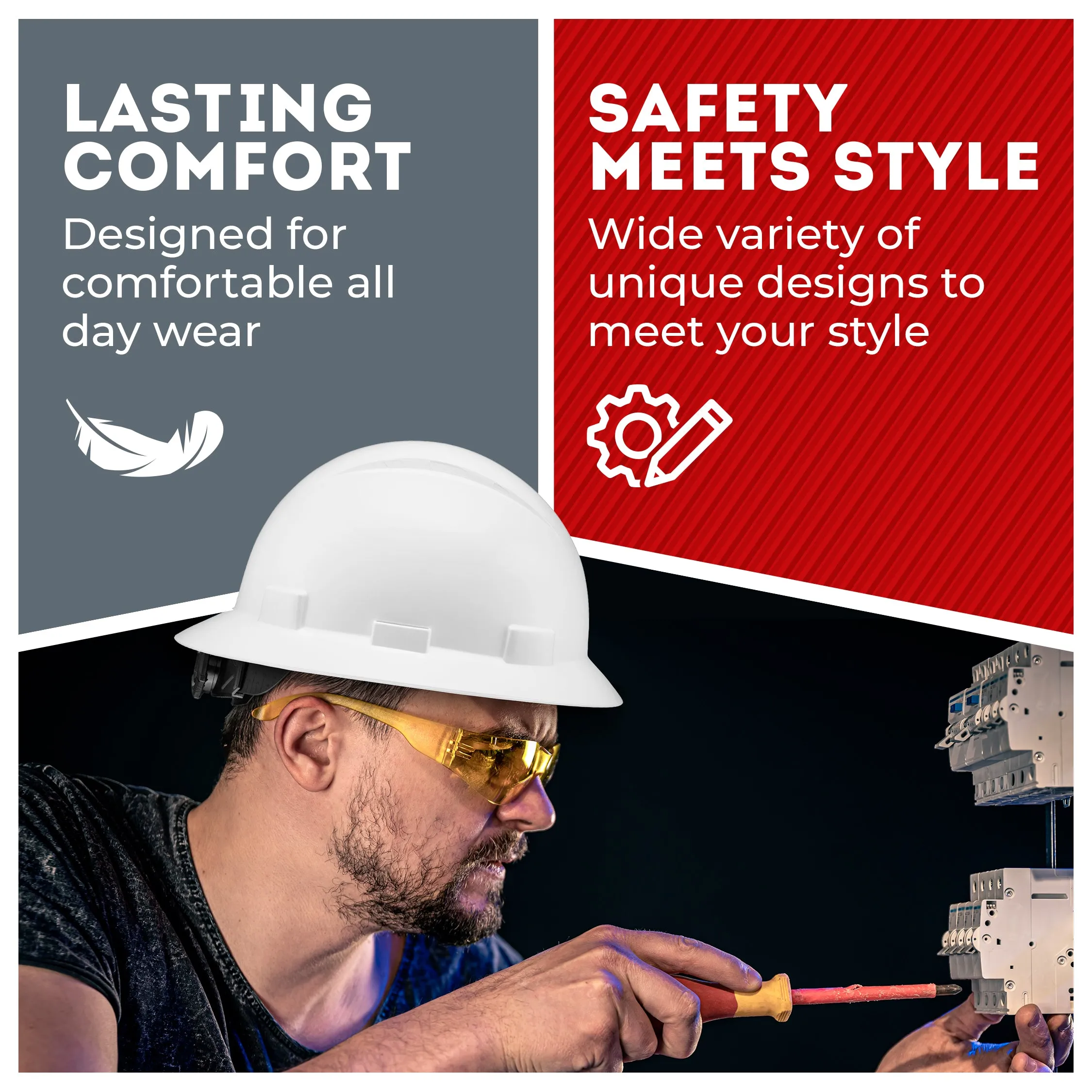 Full Brim White Non-Vented Hard Hat