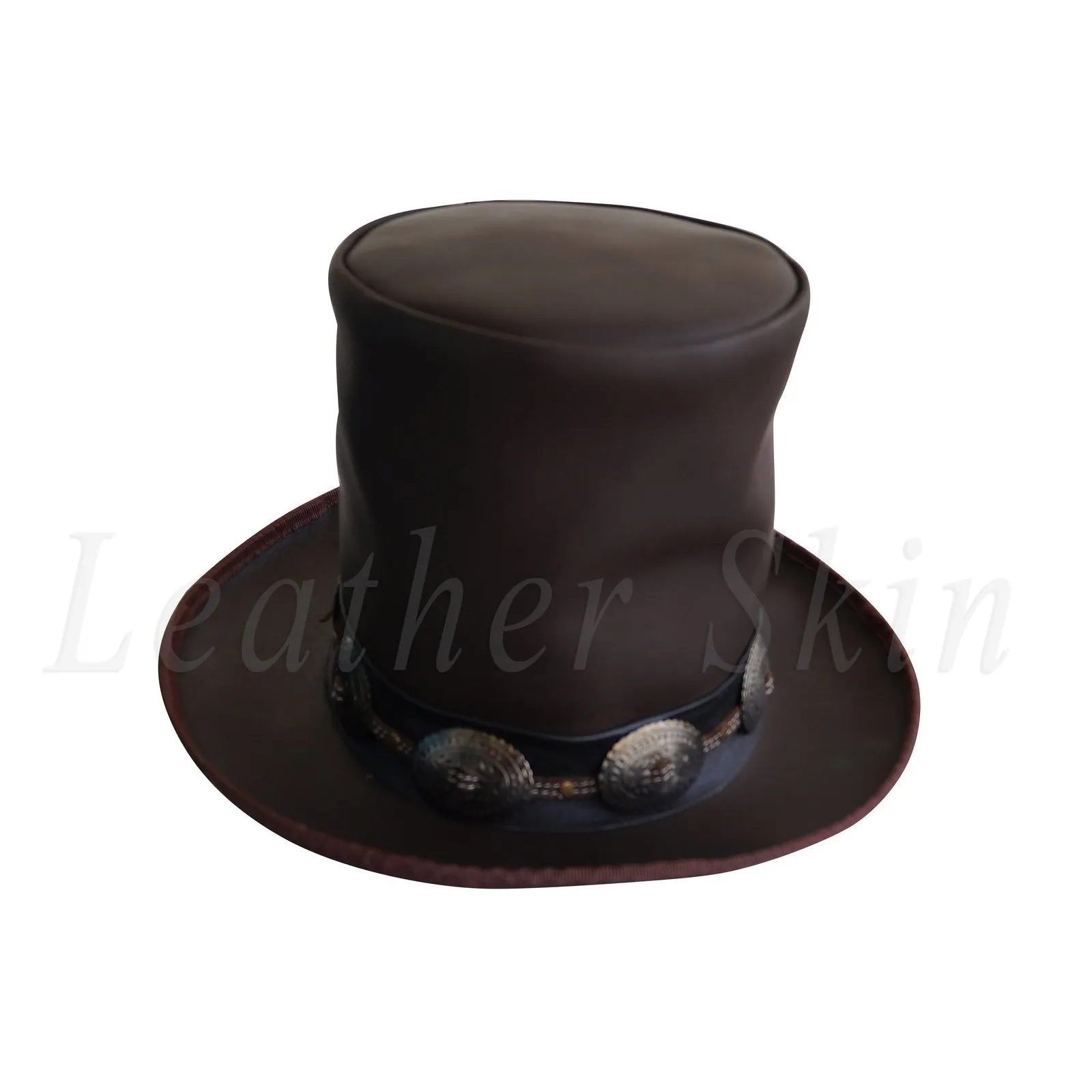 Genuine Black and Brown Top Leather Hat