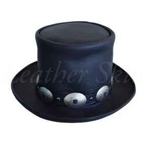 Genuine Black and Brown Top Leather Hat