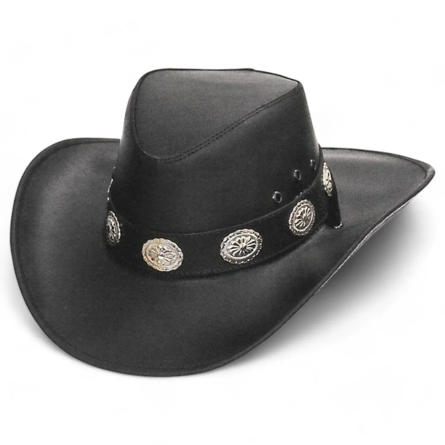 Genuine Leather Cowboy Hat with Conchos Band TOM-7208