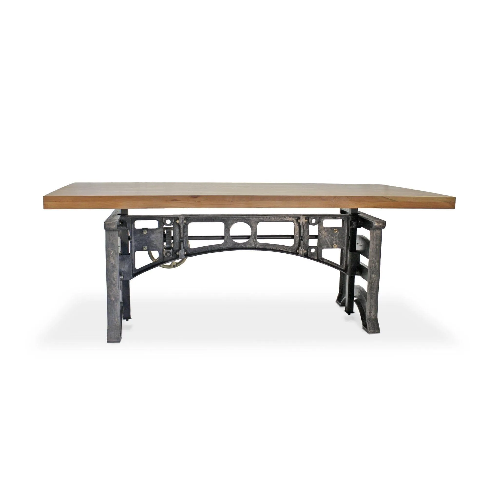 Harvester Industrial Executive Desk - Cast Iron Adjustable Base – Natural Top