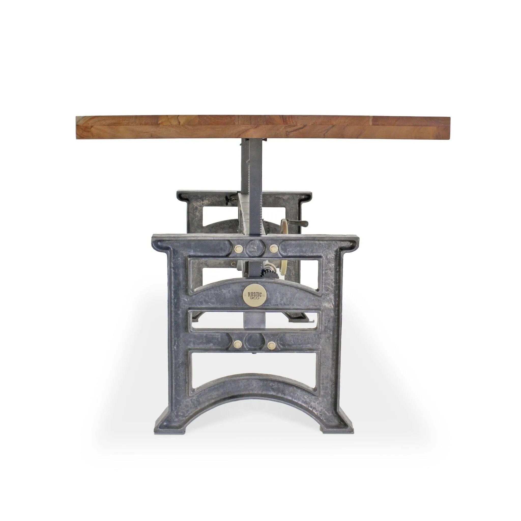 Harvester Industrial Executive Desk - Cast Iron Adjustable Base – Natural Top