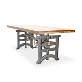 Harvester Industrial Executive Desk - Cast Iron Adjustable Base – Natural Top