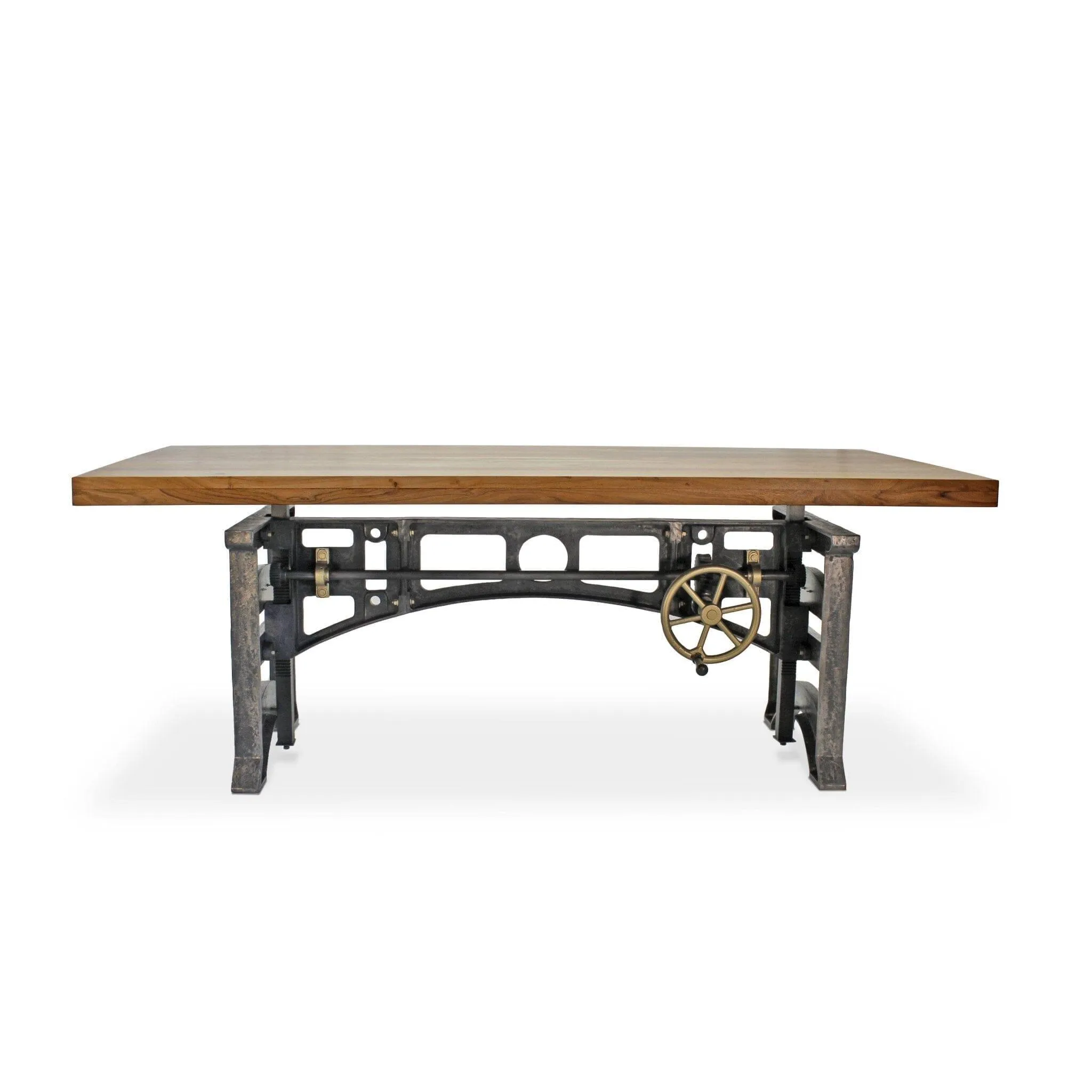 Harvester Industrial Executive Desk - Cast Iron Adjustable Base – Natural Top