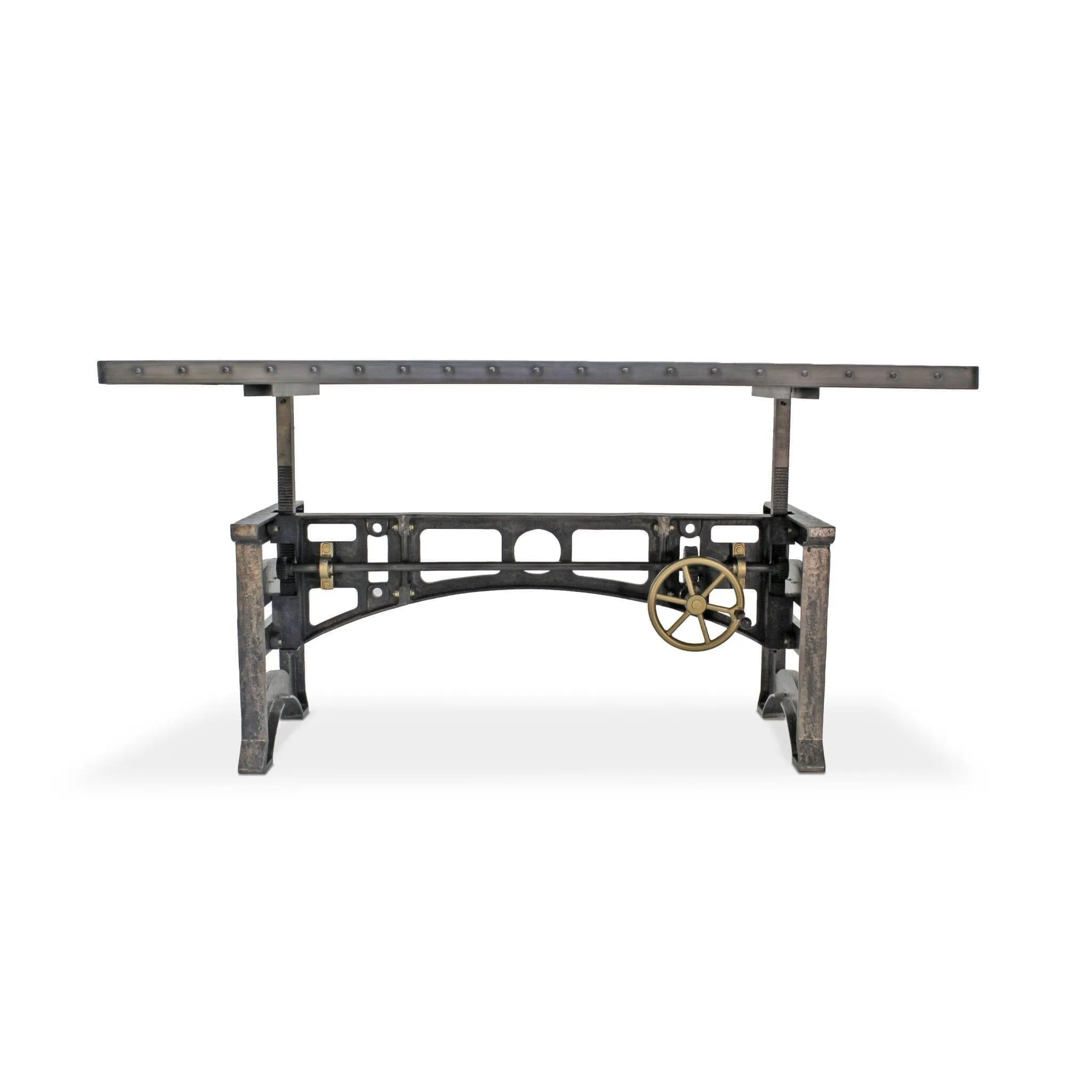 Harvester Industrial Executive Desk - Cast Iron Adjustable Base – Steel Top