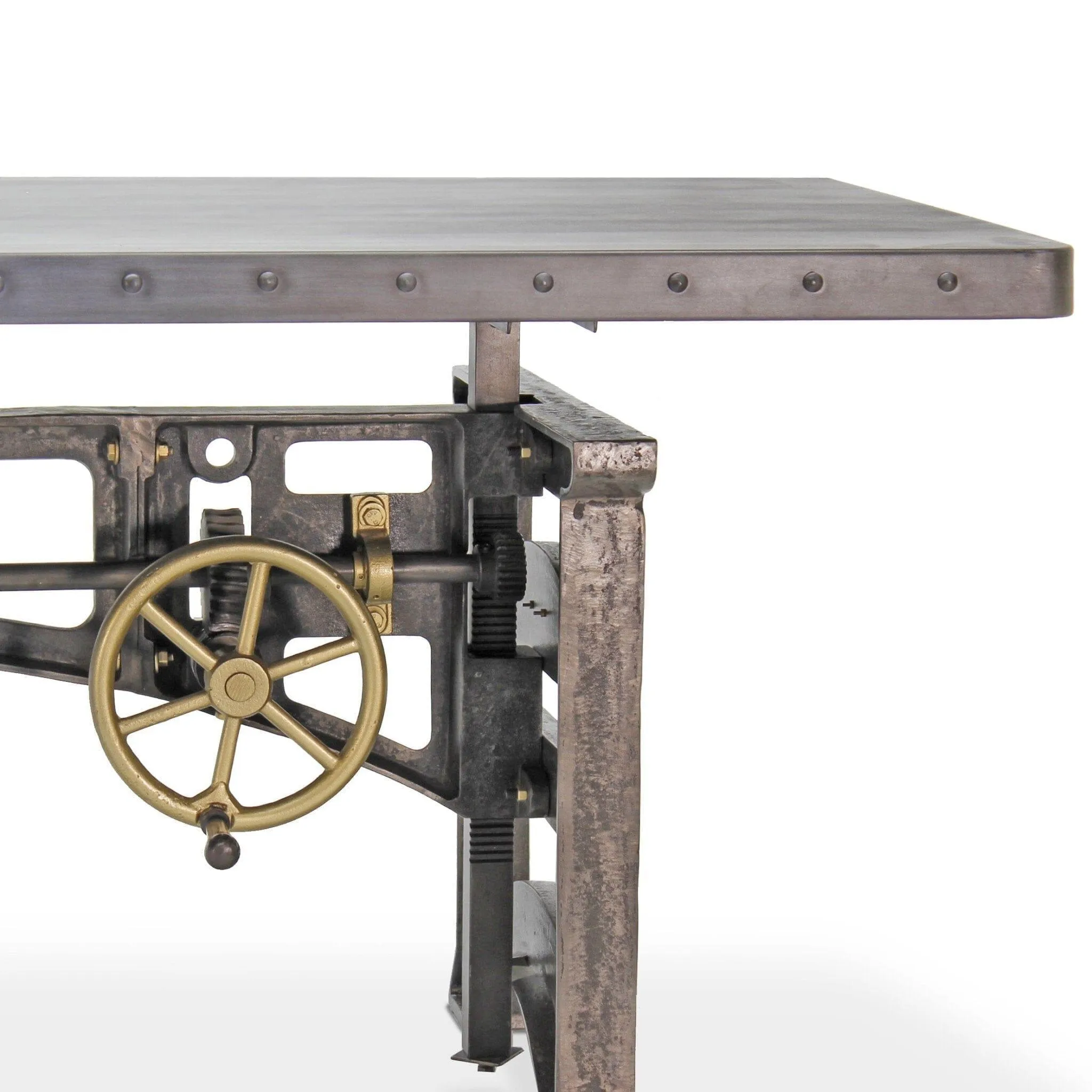 Harvester Industrial Executive Desk - Cast Iron Adjustable Base – Steel Top