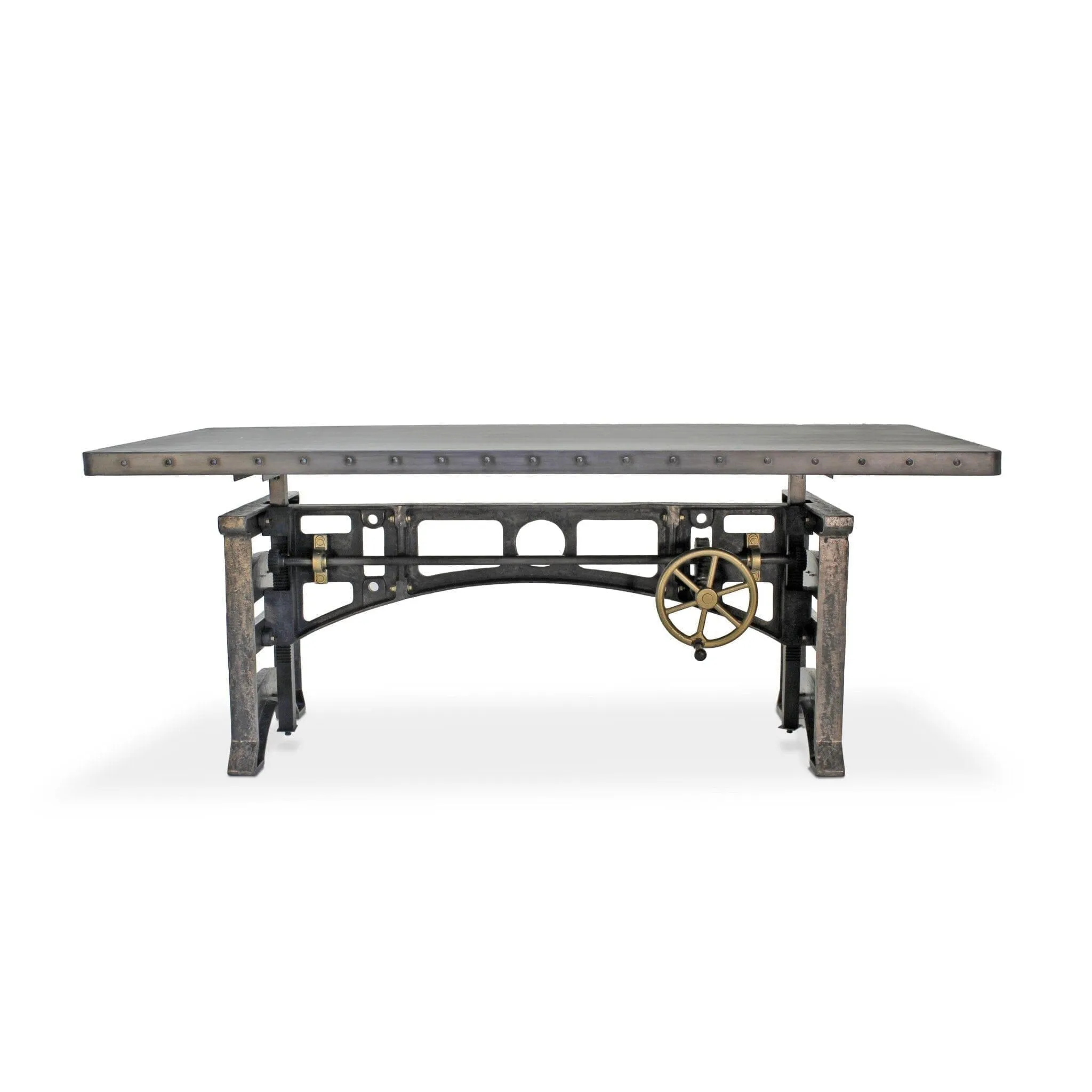 Harvester Industrial Executive Desk - Cast Iron Adjustable Base – Steel Top