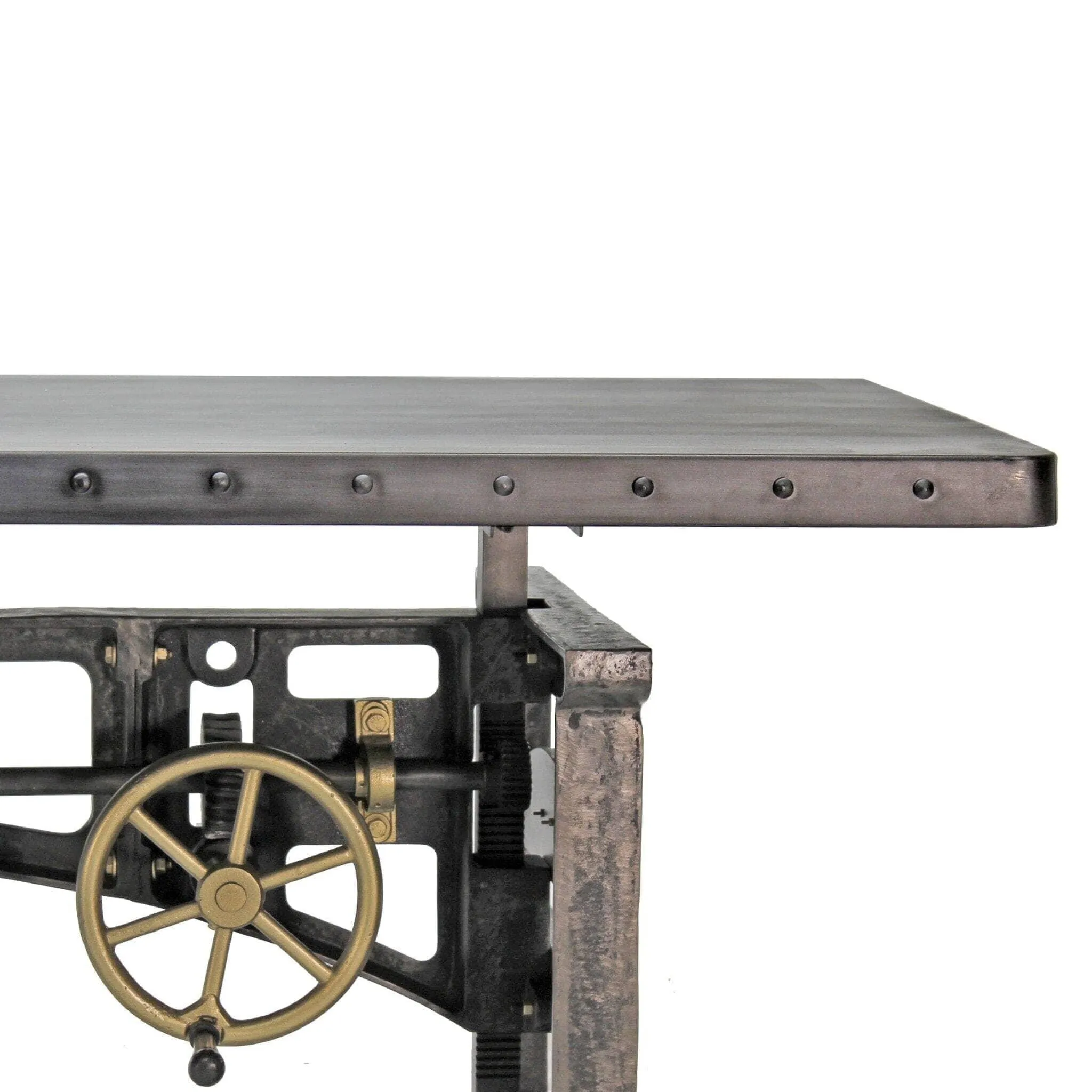 Harvester Industrial Executive Desk - Cast Iron Adjustable Base – Steel Top