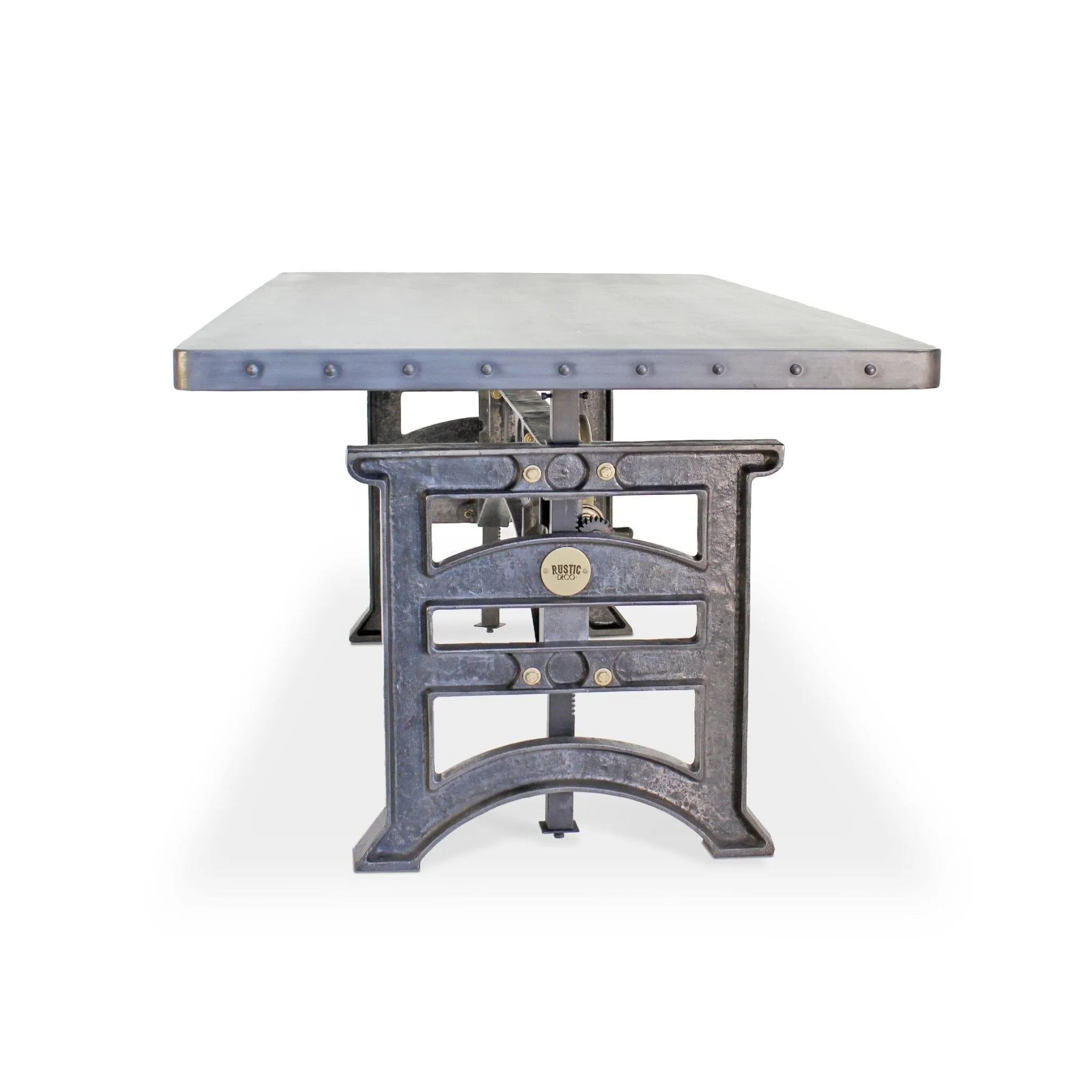 Harvester Industrial Executive Desk - Cast Iron Adjustable Base – Steel Top