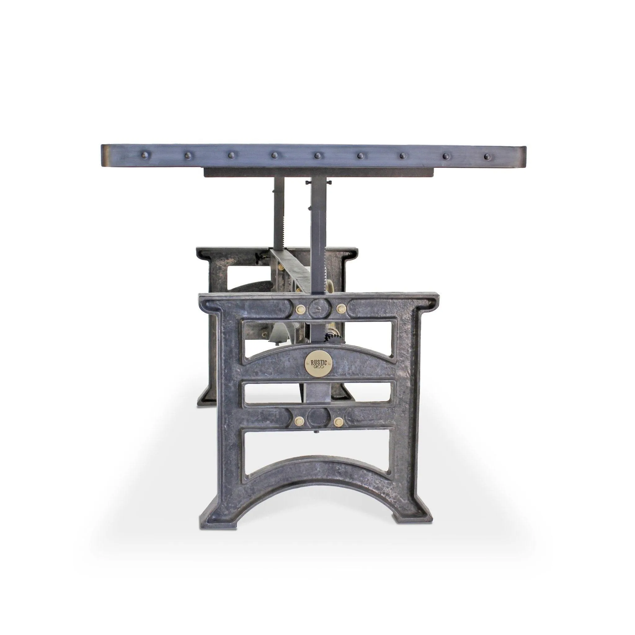 Harvester Industrial Executive Desk - Cast Iron Adjustable Base – Steel Top