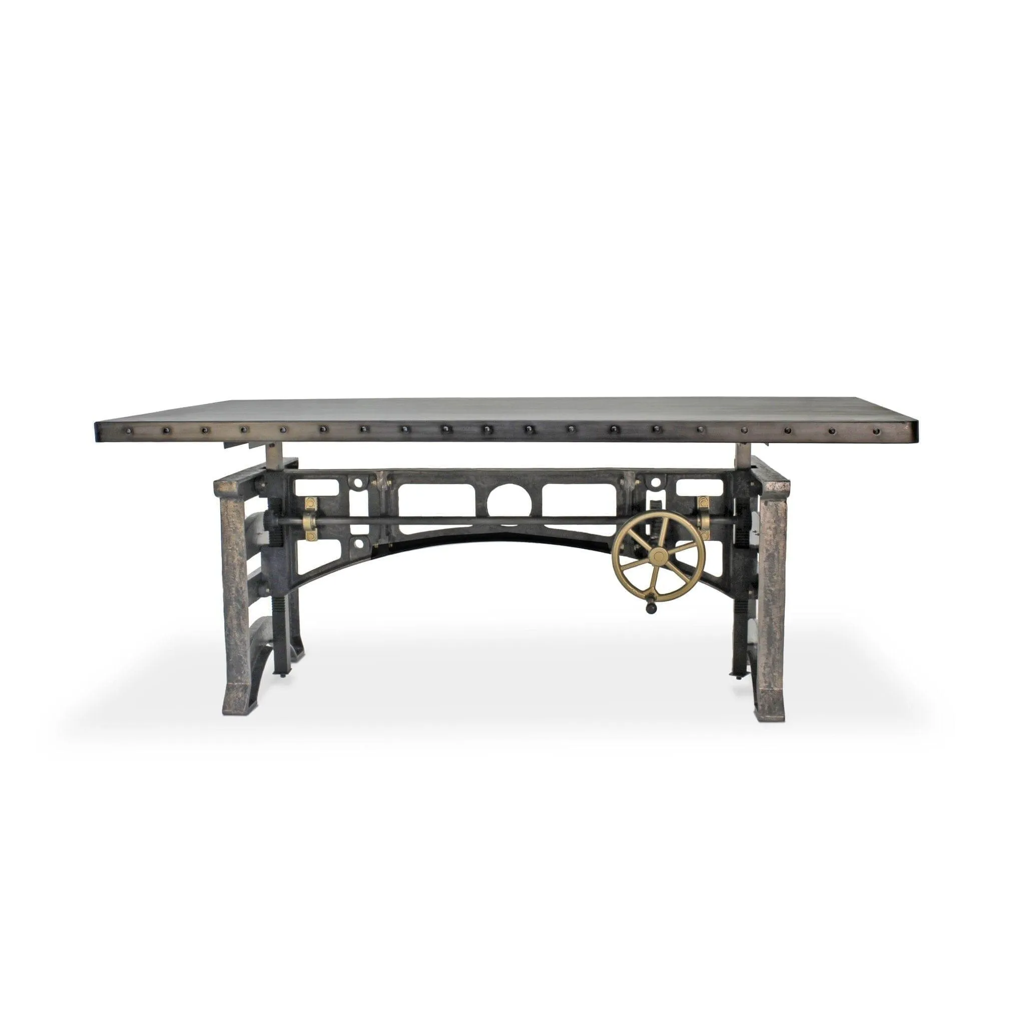 Harvester Industrial Executive Desk - Cast Iron Adjustable Base – Steel Top