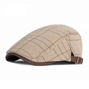 Holland Striped Cotton Flat Cap