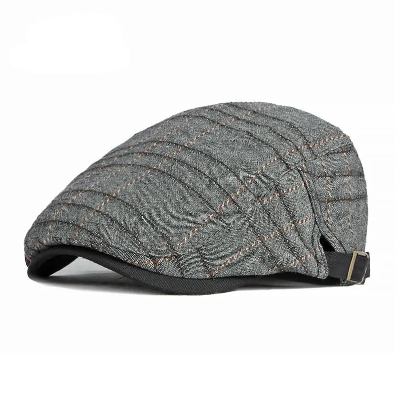 Holland Striped Cotton Flat Cap
