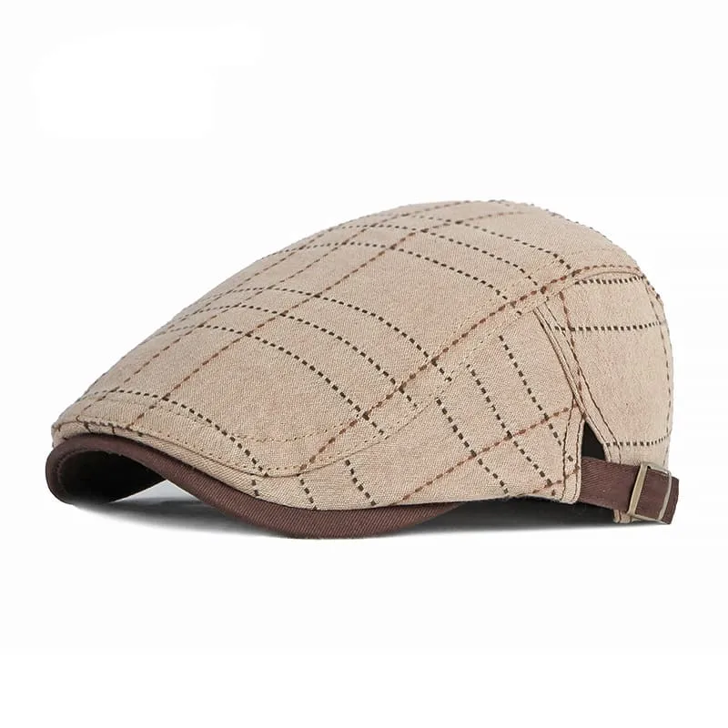 Holland Striped Cotton Flat Cap