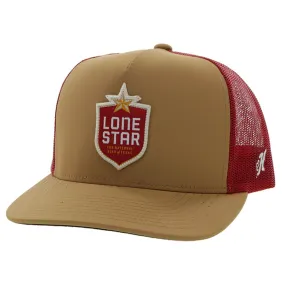 Hooey High Crown Work Tan/Red Cap-Lone Star Patch
