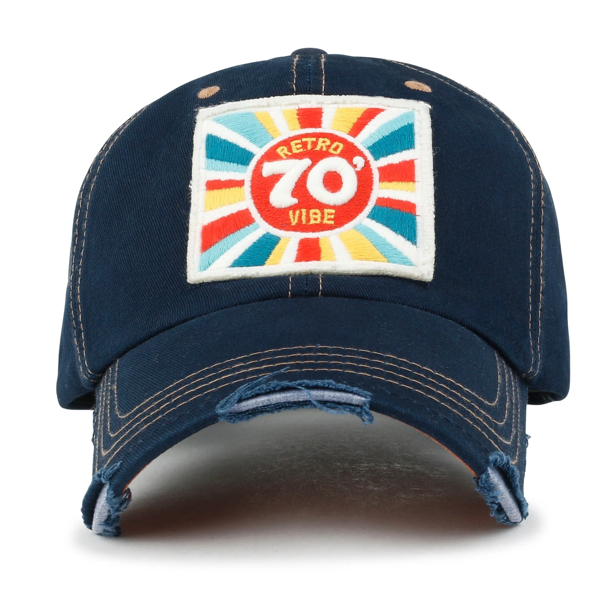 ililily Retro Embroidery Baseball Cap Vintage Distressed Cotton Trucker Hat