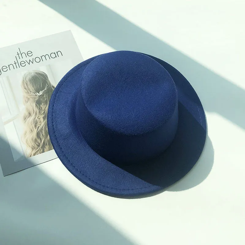 Italian Fedora Hats Autumn and Winter Women's Vintage Top Hat Warm Hat