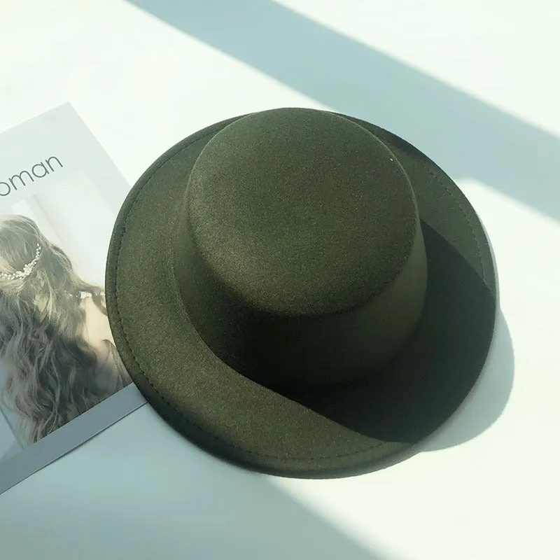 Italian Fedora Hats Autumn and Winter Women's Vintage Top Hat Warm Hat
