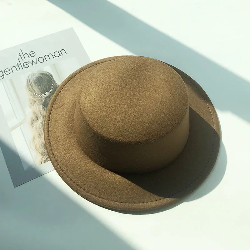 Italian Fedora Hats Autumn and Winter Women's Vintage Top Hat Warm Hat