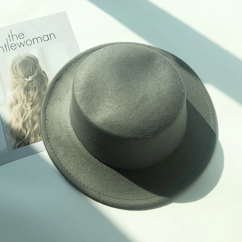 Italian Fedora Hats Autumn and Winter Women's Vintage Top Hat Warm Hat