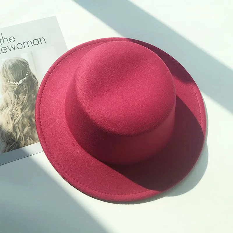 Italian Fedora Hats Autumn and Winter Women's Vintage Top Hat Warm Hat