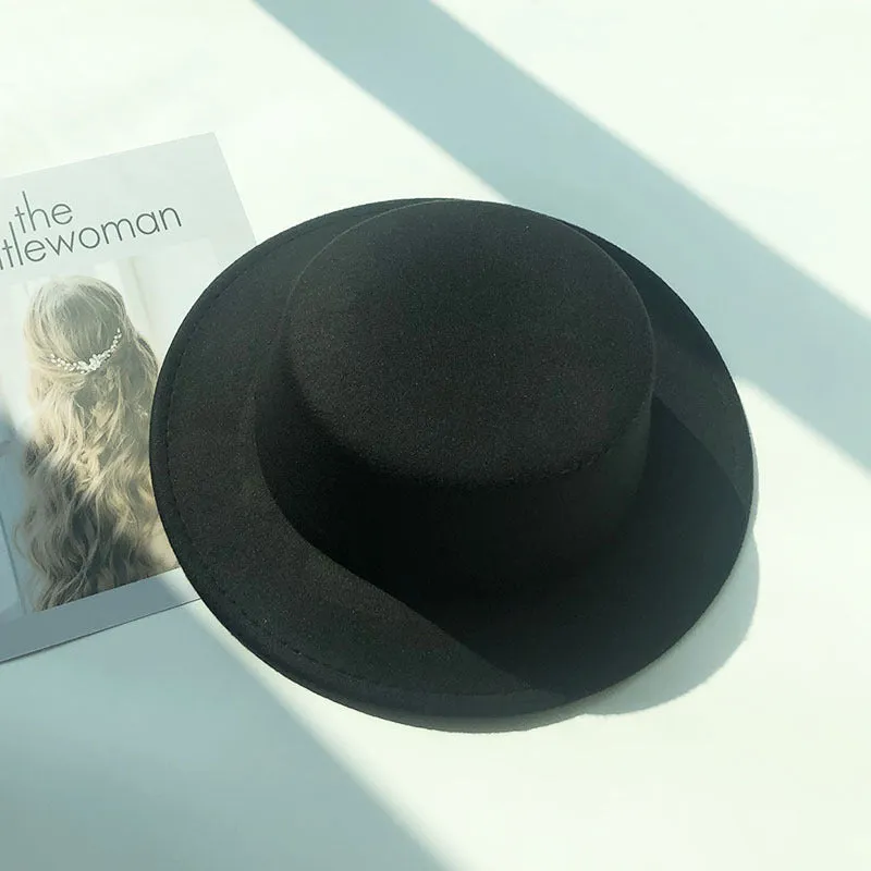 Italian Fedora Hats Autumn and Winter Women's Vintage Top Hat Warm Hat