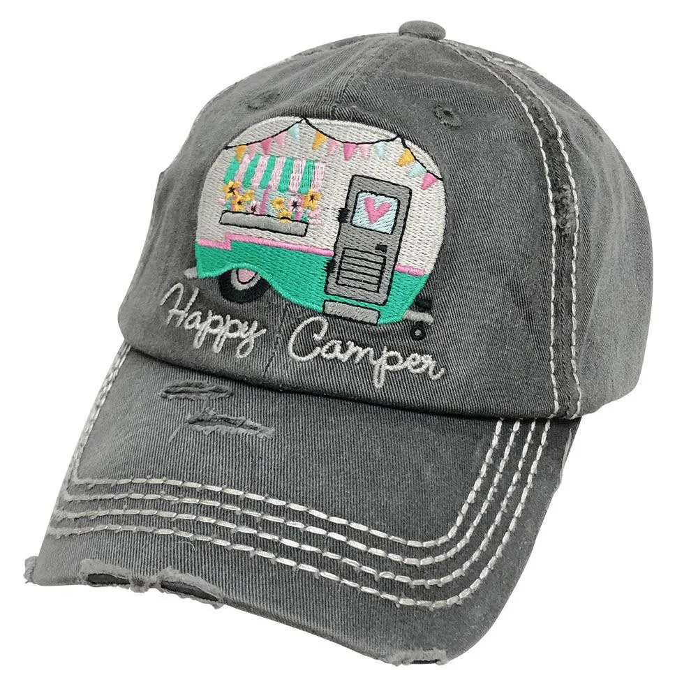 KBV-1276 Happy Camper-Torn Look-Black