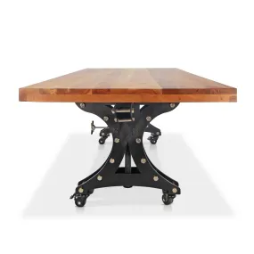 Longeron Industrial Dining Table Adjustable - Casters - Natural Hardwood Top
