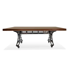 Longeron Industrial Dining Table Adjustable Height - Casters - Walnut