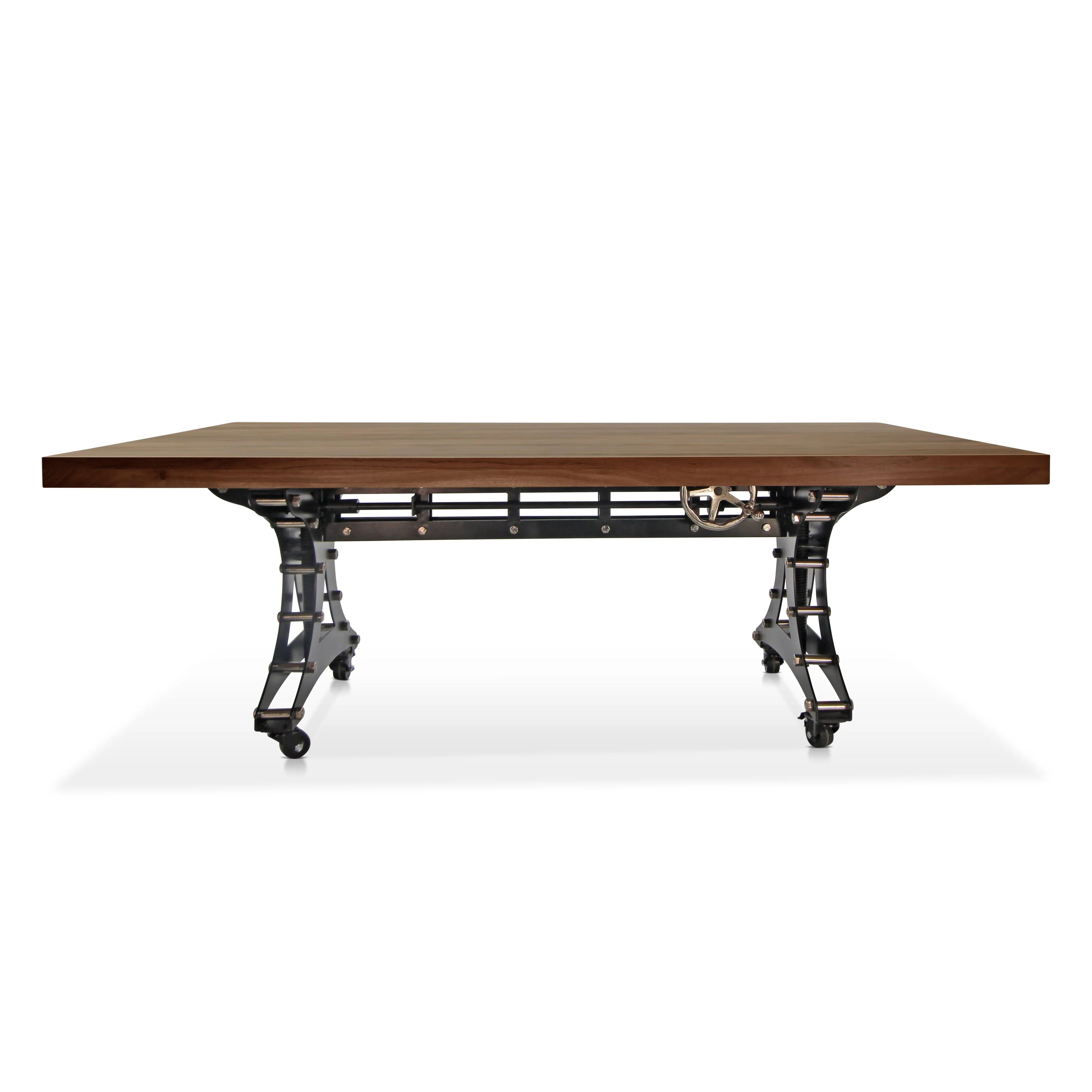Longeron Industrial Dining Table Adjustable Height - Casters - Walnut